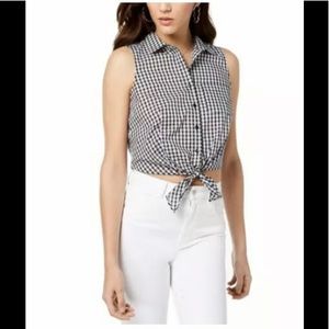 Guess gingham button down blouse tank size S